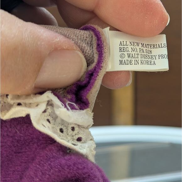 Vintage Minnie Mouse Hand Puppet Walt Disney Productions Purple Bow Dress Lace - Picture 7 of 13